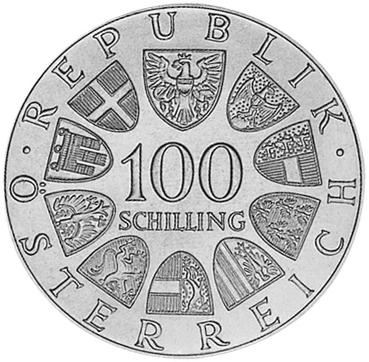 Austria 100 Schilling Coin 24g .64% Ag 1974-1979