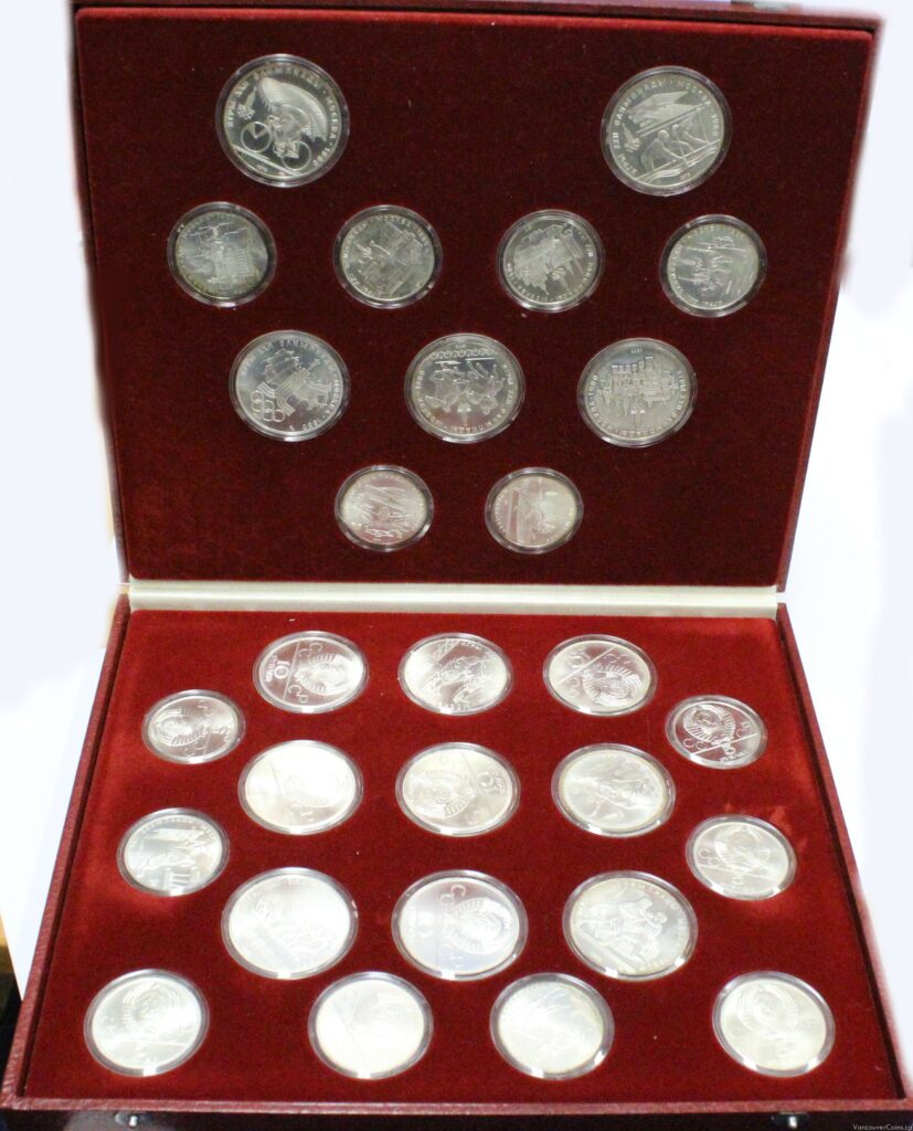 1980 USSR Moscow Olympic 13th Olympiad Set 28 Coins 90% Silver 20.805 Troy Ounces