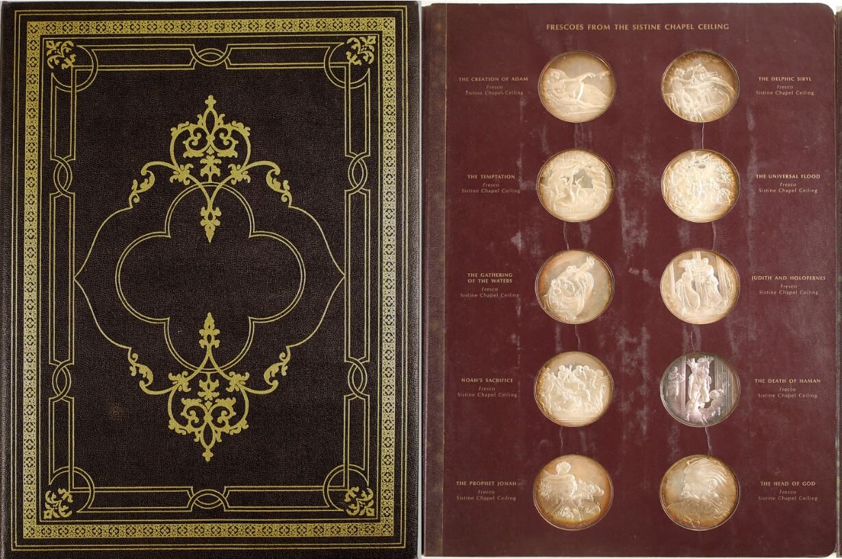 Franklin Mint The Genius of Michelangelo Sterling Silver Coin Medallions 1970 Size: 45mm Each Medallion is 40.24g Sterling Each = 1.2 toz x 60 = 72 toz 999.