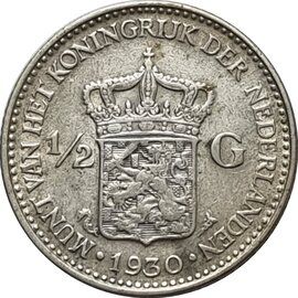 Nederlanden - 1/2 Gulden "Half Gulden" 5g .72Ag Silver 1921-1950