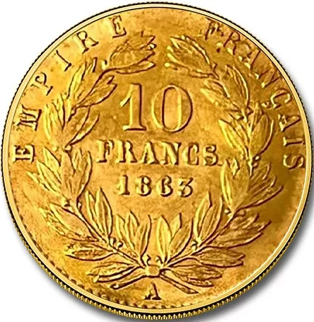 French 10 Gold Franc (90% pure gold)  .09334 toz 3.23g Diameter 19mm