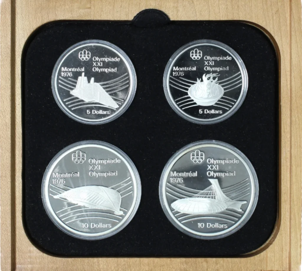 1976 Montreal Olympic Proof 4 Coin Set (92.5% Silver) 4.32 toz