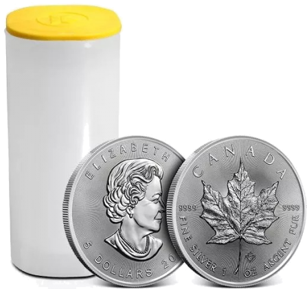 Silver Maple Leaf Coin $5 Tube Of 25