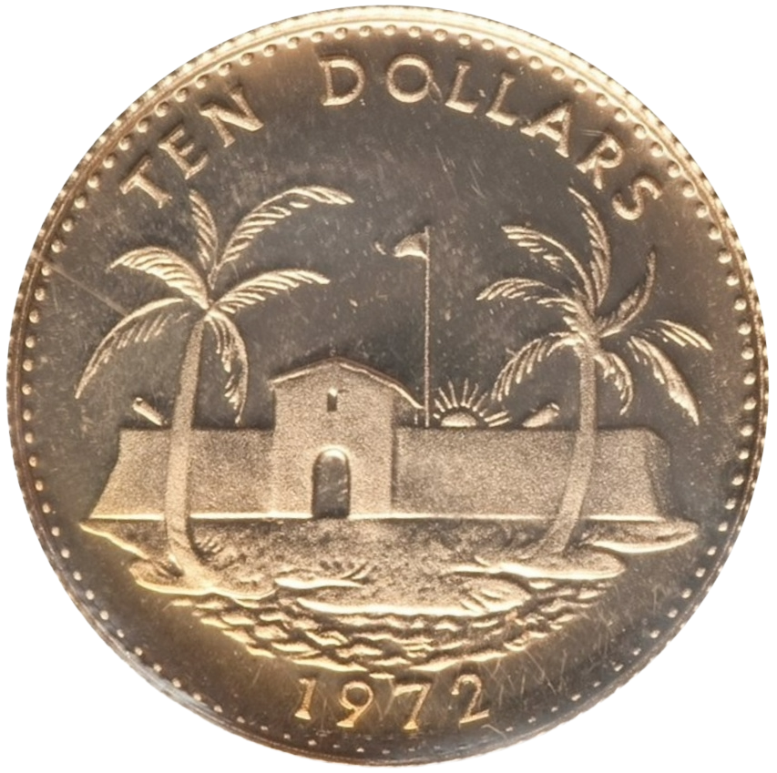 1972 Bahamas $10 Coin (91.6% Gold) 3.19g 19.3mm Diameter