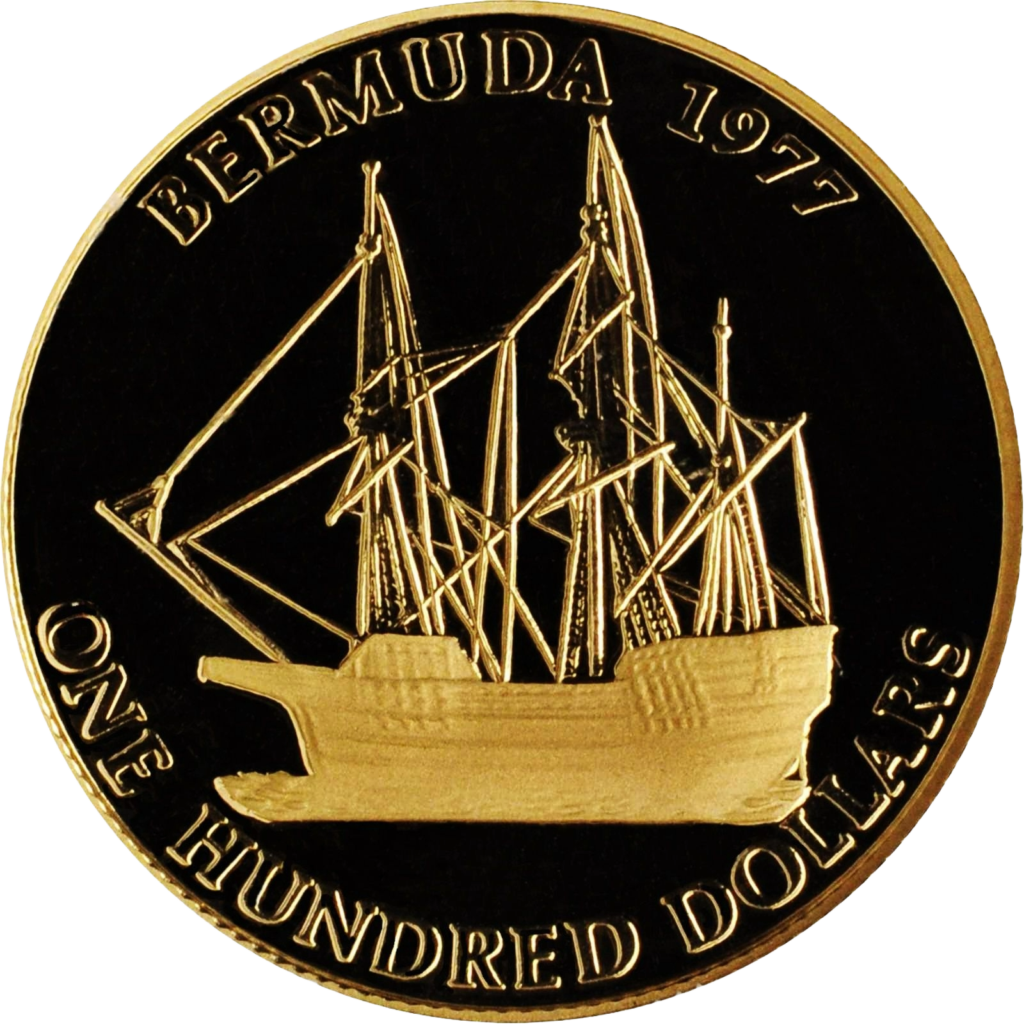Bermuda 25th Anniversary of the Accession of Queen Elizabeth II 1977 $100 Coin (90% Gold) 8.1g
