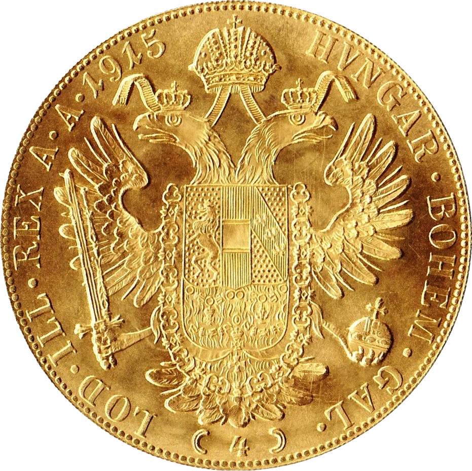 Austrian  4 Ducat (98.6% pure gold) 0.448 toz 13.96g Diameter 40mm
