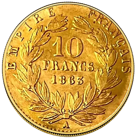 French 10 Gold Franc (90% pure gold)  .09334 toz 3.23g Diameter 19mm