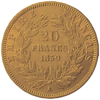 French 20 Gold Franc (90% pure gold) .1867 toz 6.45g Diameter 21mm