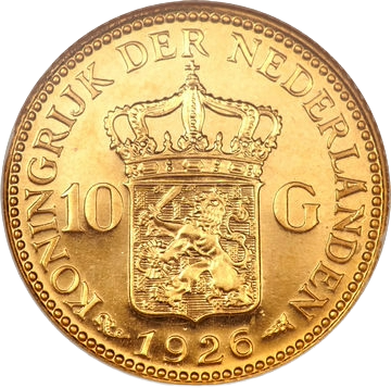 Netherlands 10 Gulden Gold Coin (90% gold) .1945 toz 6.72g Diameter 22.5mm