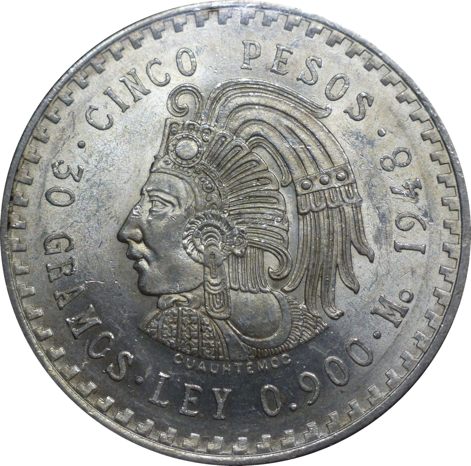 1947 - 1948 Mexican 5 Pesos 30g 90% Silver