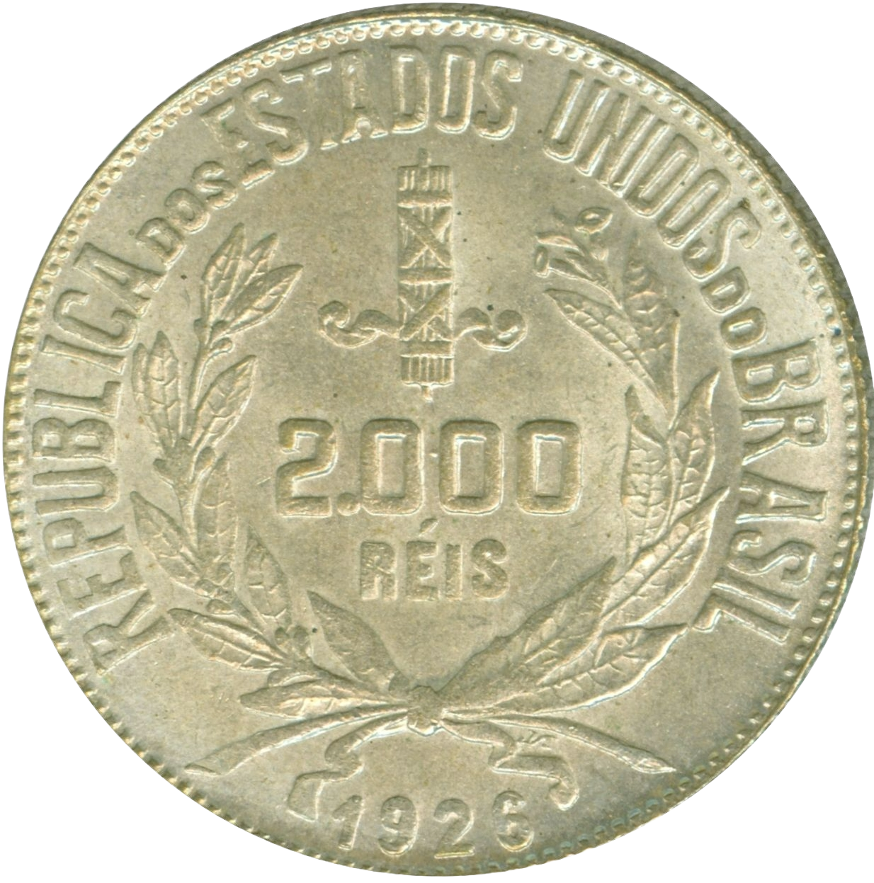 1924 - 1934 Brazil 2000 Réis 8.00g 50% Silver