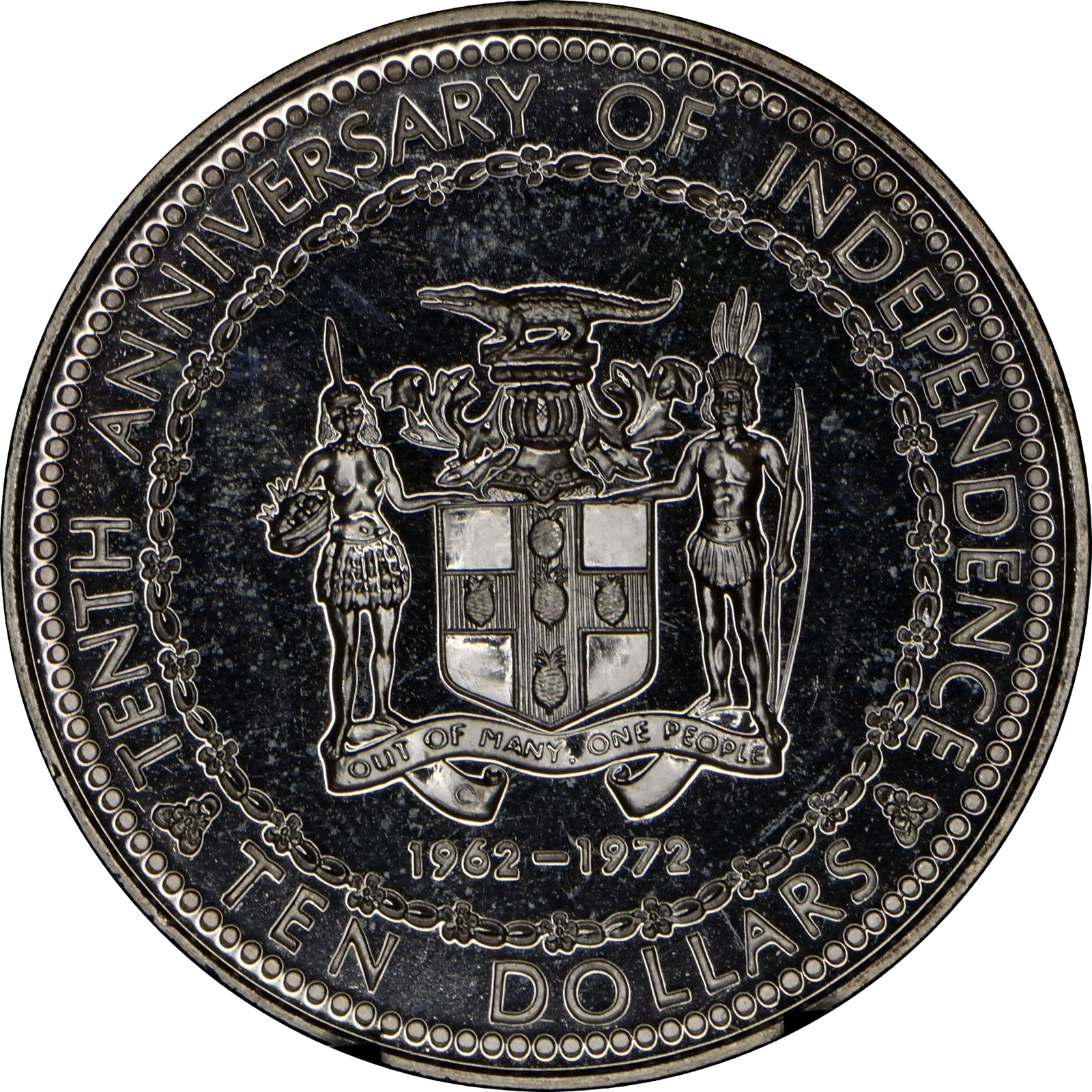 Jamaica 1972 $10 10th Anniversary of Independence (92.5% Silver) 49.2 g
