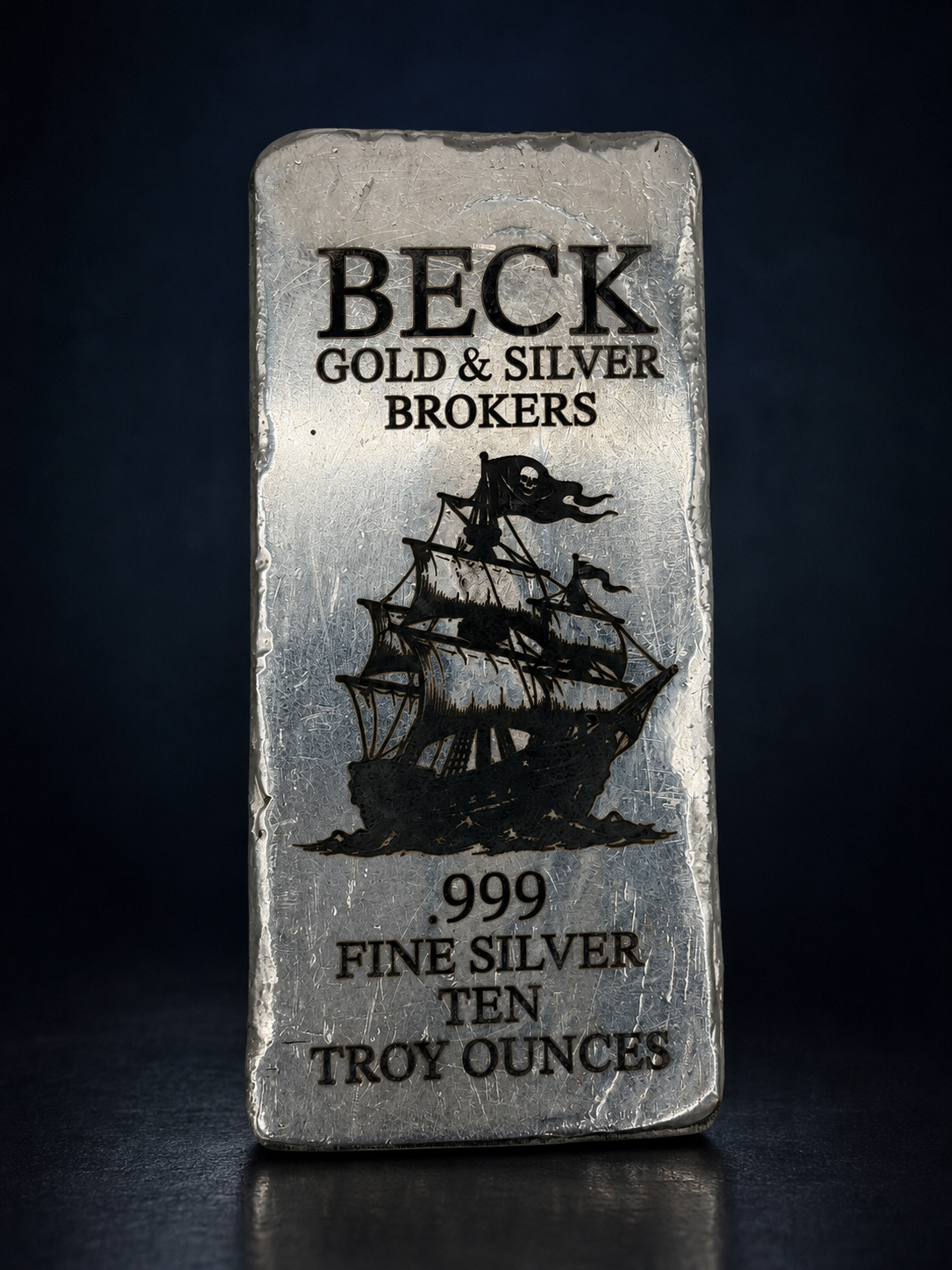 Front of the Beck Pirate Ship silver bar
