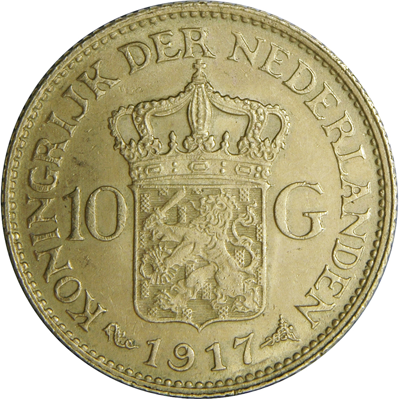 10 Gulden - Wilhelmina 1911-1917 (90% Gold) 6.72 g