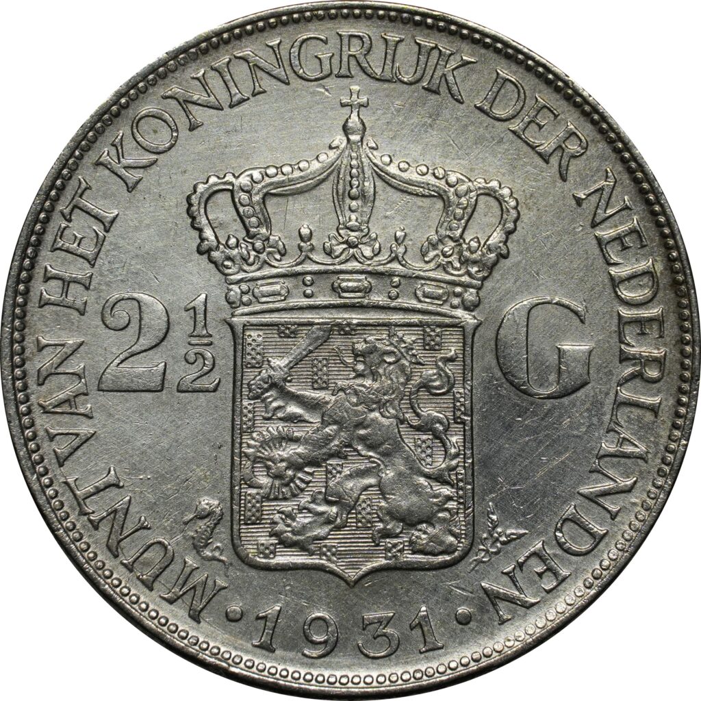 2.5 Gulden 25g 72% Silver 1929-1940
