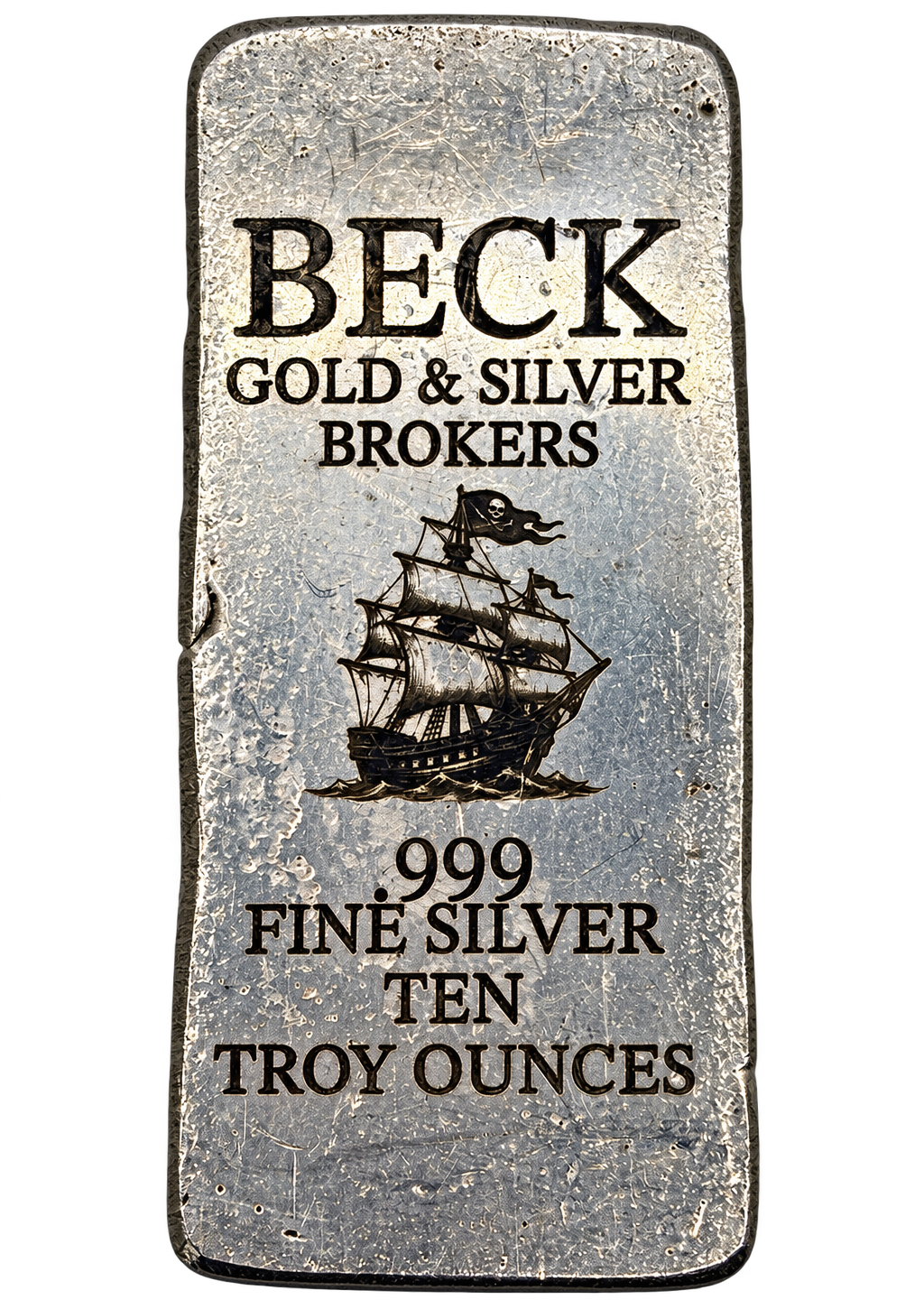 Beck Pirate Ship 10 troy ounce .999 fine silver bar